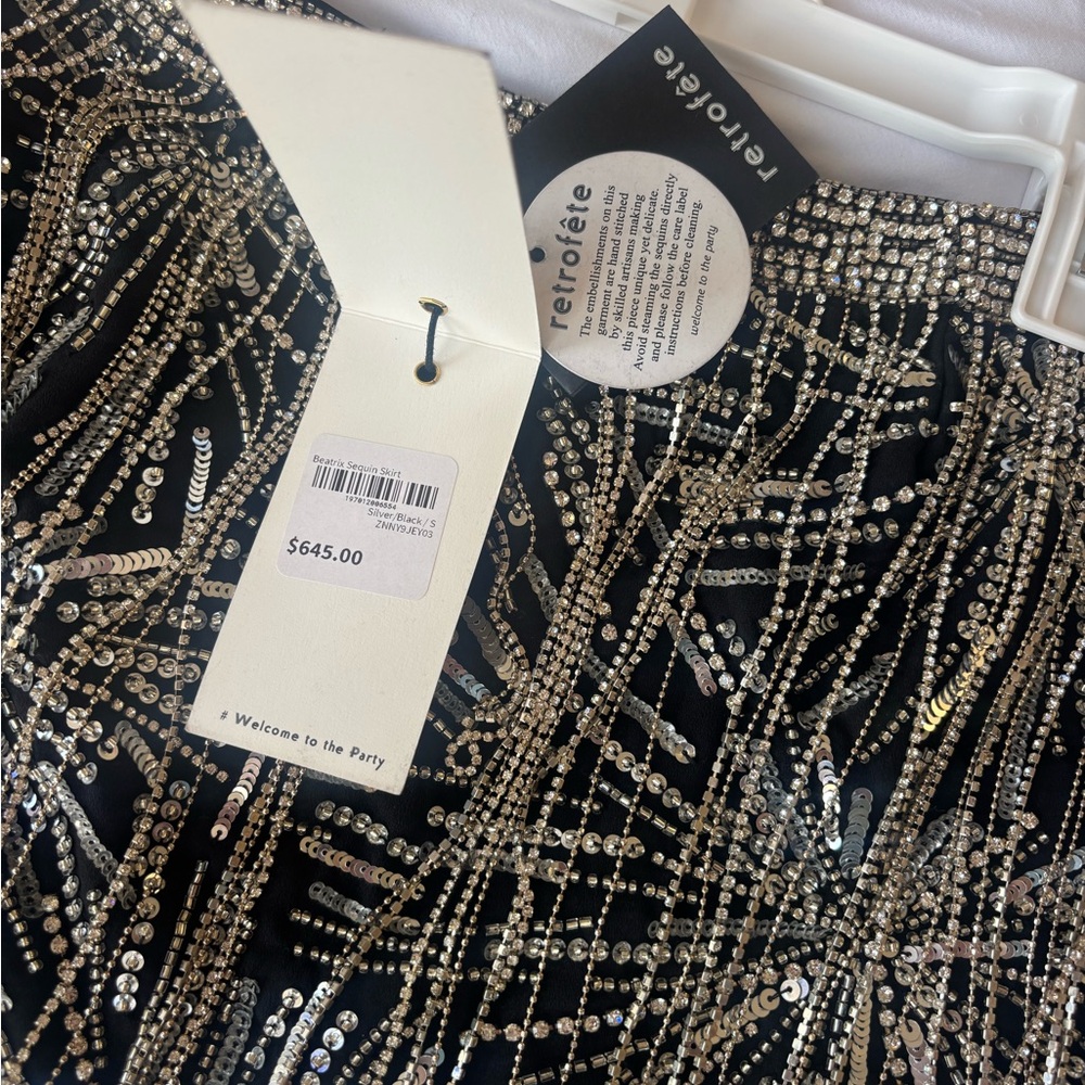 Retrofete Black Beatrix Sequin Skirt - Picture 4 of 4